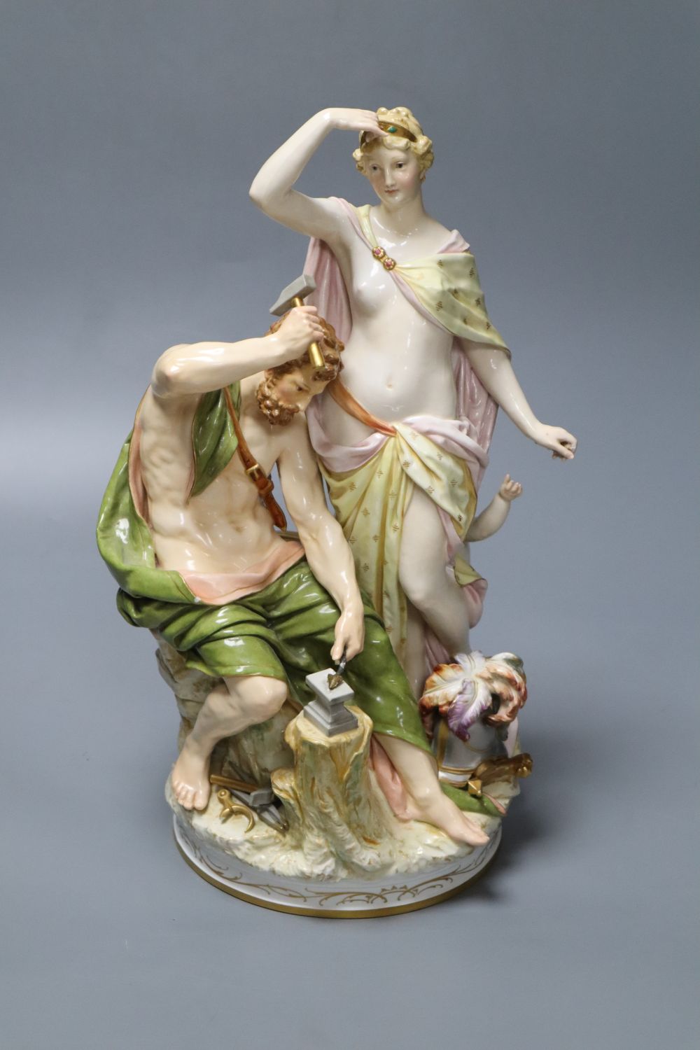 A large KPM Berlin classical group, Vulcan and Venus (damage), 34cm